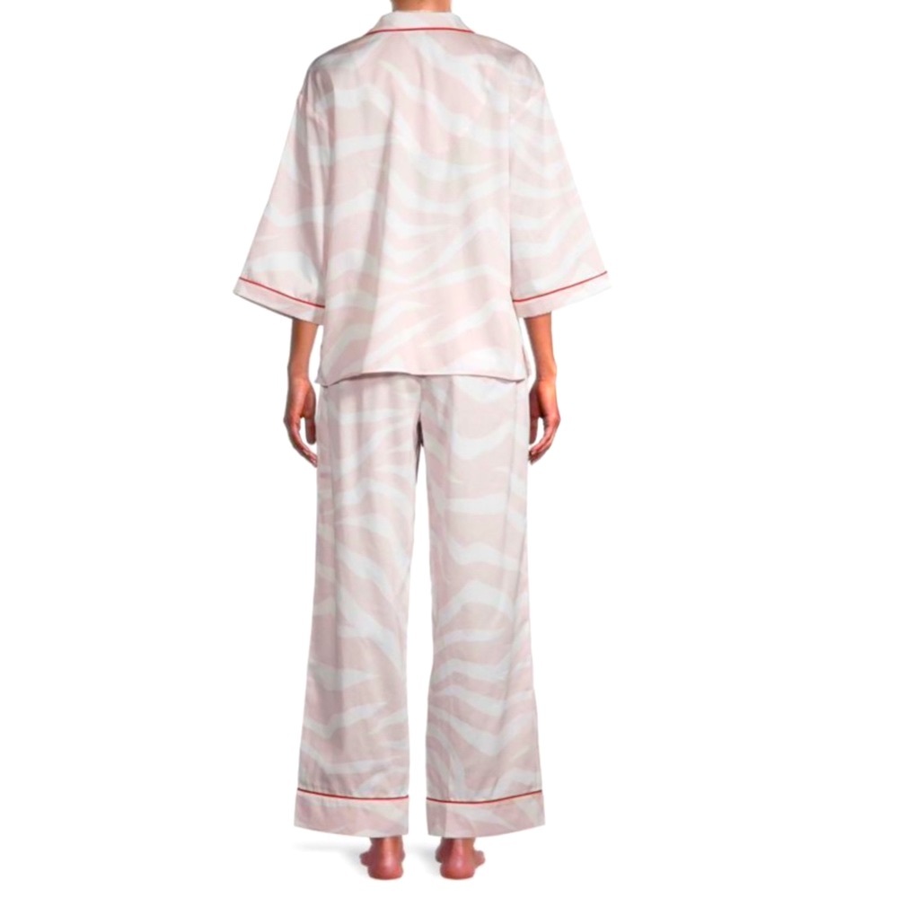 Donna Karen 100% Cotton 2-Piece Pink Animal-Print Pajama Set Women's Siz… - Picture 3 of 5